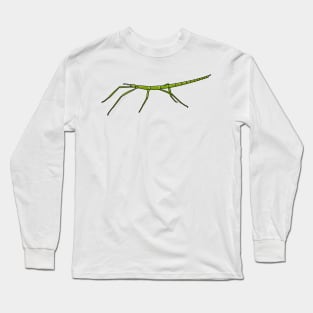 Cute green stick insects with happy faces cartoon Long Sleeve T-Shirt